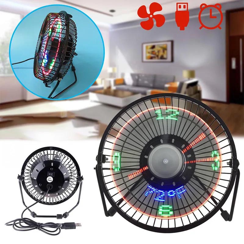 Ventilador + Reloj LED USB